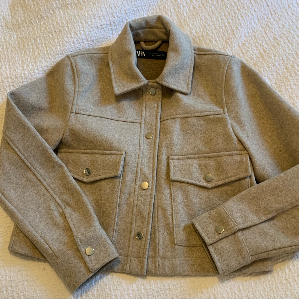 Zara Light Gray Wool Blend Coat